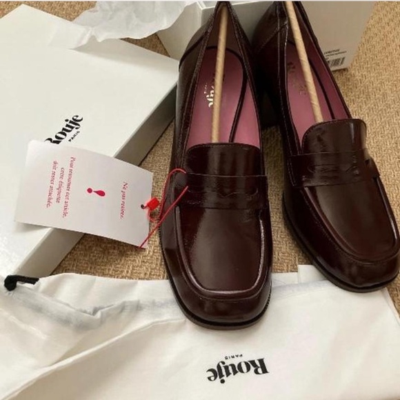 NWT / ROUJE PARIS Dorothee Loafer Heels Burgundy size 9 - Picture 2 of 8